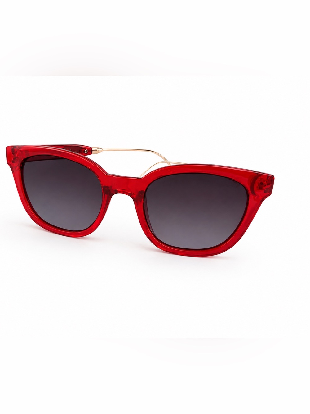 Women's Red Cat-Eye Sunglasses with Gold Temples